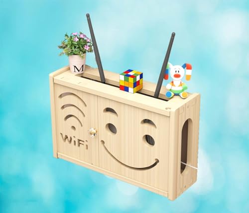 Router Caja de Almacenamiento Estante de Pared - Organizador de Router Inalámbrico, Solución de Almacenamiento Wifi Hub Montada en la Pared para Hogar y Oficina, Diseño que ahorra espacio para un