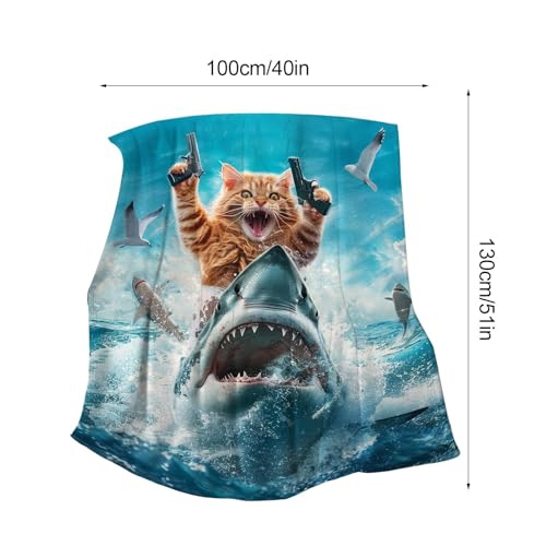 Couverture ultra douce chat et requin grand plaid léger et chaud pour intérieur - 6