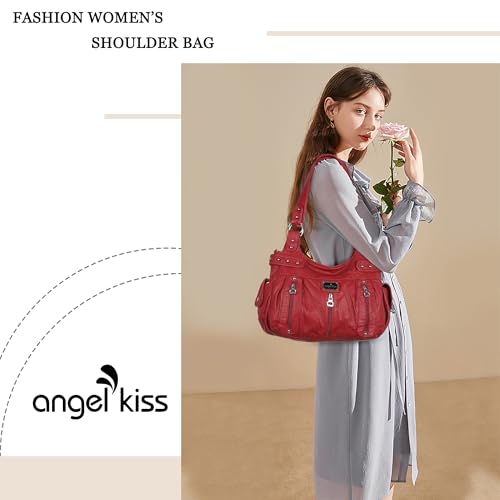Image of Angel Kiss Large Purses and Handbags for Women Washed Faux Leather Crossbody Hobo Satchel Shoulder Handbag Tote Purse