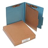 ACCO Classification Folders with PermClip Fasteners, Pressboard, 4-Part, Letter, Blue, Box of 10 (15024)