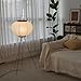 FLIOPIO Japanese Rice Paper Floor Lamp - 3000K Color Bulb Included 49.2 Inches White Akari Standing Light - Handmade Japandi Noguchi Lamp with Lantern Lamp Shade for Bedroom Dining Room Living Room