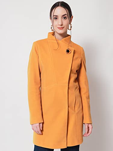 Image of Beatnik Wool Solid Shawl Collar Mustard Women Full Sleeve Blazers