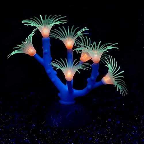 Image of ZtohPyo Aquarium Coral Plant Ornament with Glowing Effect, Silicone Soft Fish Tank Decorations, Artificial Glow in The Dark Plant Ornament for Fish Tank Landscape Decoration
