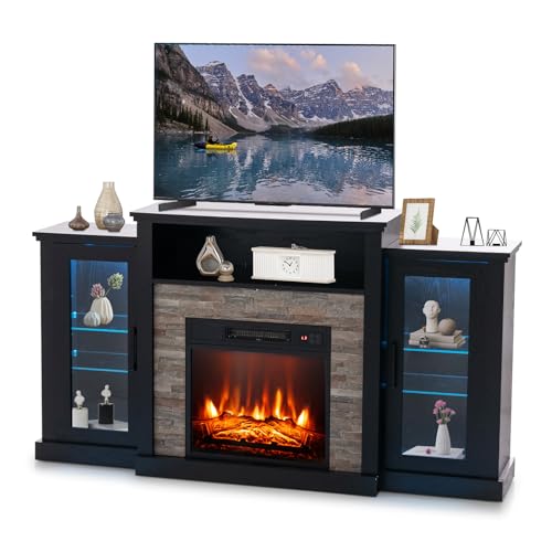 SIMOE Electric Fireplace TV Stand for 65 Inch TV, Media
