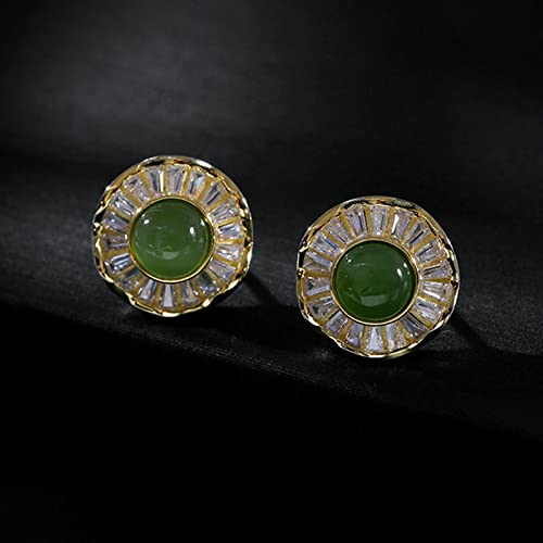 Pendientes Colgantes Damas Elegantes Pendientes Retro Plata esterlina con Incrustaciones Jaspe cúbico Zirconia Pendientes Damas Banquete Temperamento joyería Pendientes Mujeres
