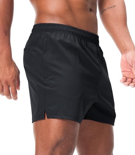 Surenow Men's Workout Running Shorts Quick Dry Gym Shorts Active Lightweight Shorts Athletic Shorts for Men with Zip Pockets2