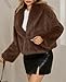 Tankaneo Womens Faux Fur Jacket Cropped Winter Fall Shaggy Coats Long Sleeve Fluffy Short Coat Fuzzy Outerwear