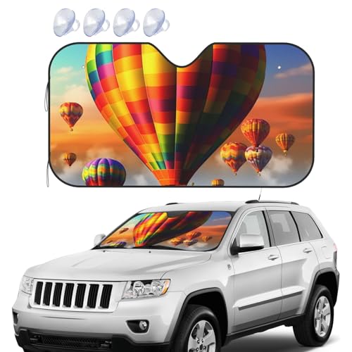Windshield Sun Shade Car Front Window Sunshades Portable Sun Visor Protector Hot Air Balloons SUV Windshield Cover Sunshield Blocks Sun Visor Mat for Keep Your Vehicle Cool Small