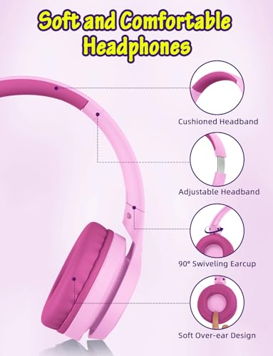 Image of Voopwink Kids Headphones with Microphone, Wired Over Ear Headsets with Limited Volume 85dB / 94dB for Boys Girls Teens Children Online School /Travel /iPad /Tablet /Cellphone