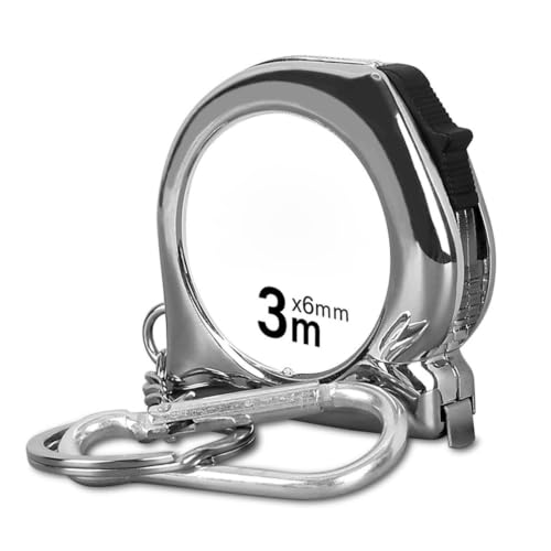 Cinta métrica con mosquetón con carcasa plástica silver ligera y freno de acero enrollable