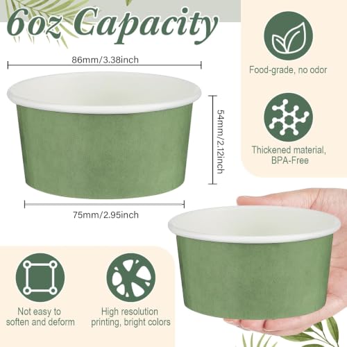 Image of Maxdot 120pcs 6oz Dessert Cups, Disposable Ice Cream Cups, Paper Frozen Yogurt Bowls, for Hot and Cold Foods, Suitable for Gelato or Mousse
