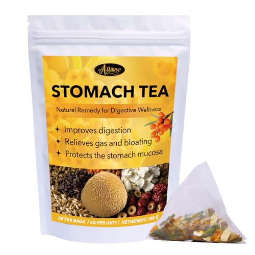 Auranic 20 Count Natural Stomach Ease Tea for Ulcer Healing Solution, for Men and Women Digestive Discomfort & Gastritis, Warm Stomach Herbal Teabags