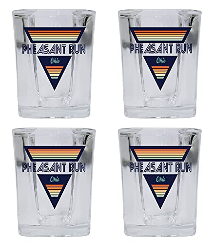 R and R Imports Pheasant Run Ohio 2 Ounce Square Base Liquor Shot Glass Retro Design 4-Pack