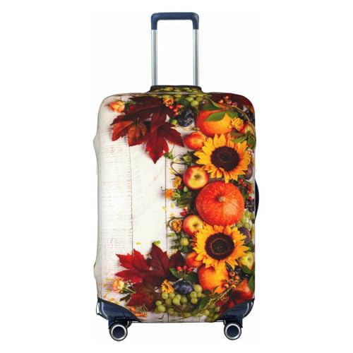 Travel Luggage Cover Protector - Thanksgiving With Autumn Pumpkins Fall Leaves Anti-Scratch Suitcase Covers Fits 18-32 Inch Luggage