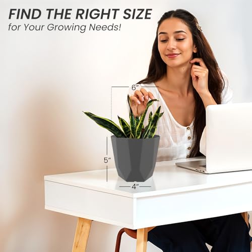 Image of YUCCABE ITALIA SHERA Hexa Plastic Planter Pot for Plants | Decorative Flower Pot | UV Protected Lightweight Indoor Outdoor Gamla for Home Decor, Balcony, Garden & Living Room