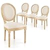 GOFLAME French Country Dining Chairs Set of 4 Upholstered Farmhouse Dining Chairs with Round Padded Back and Seat Accent Side Chairs with Solid Wood Frame for Living Room Dinging Room Kitchen