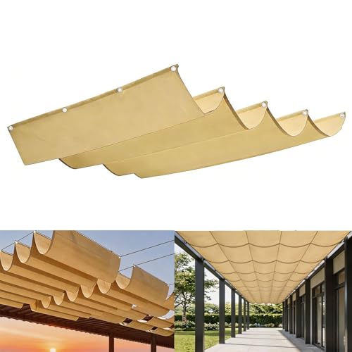 Toile ombrage rétractable haut de gamme en PES résistant jaune sable - 2