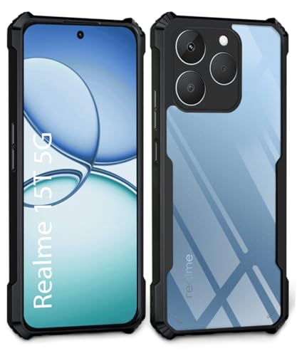 Image of WOW IMAGINE Shock Proof Clear Back Case Mobile Cover for Realme 15T 5G | Realme Narzo 90 5G (Hard | Hybrid PC + TPU | Full Armour Device & Camera Protection | Black)