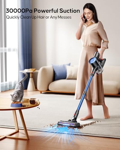 WLUPEL 30KPA 400W Cordless Vacuum Cleaner,Stick Vacuum with Max to 45 Mins Runtime Battery,80000RMP Powerful Motor Handheld Vacuum for Hard Floor/Carpet/Pet Hair/Car
