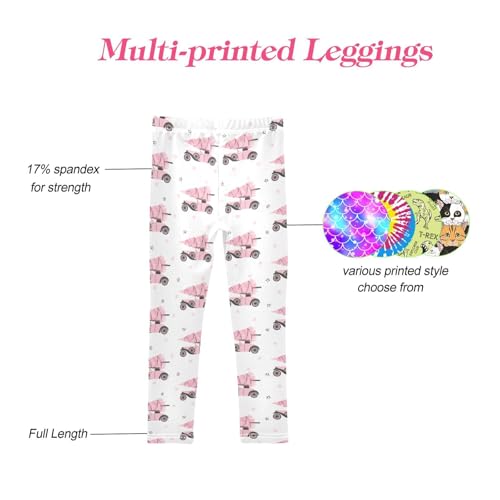 CaTaKu Girls Leggings Retro Car Christmas Tree Leggings for Girls Kids Athletic Workout Yoga Pants Size 4-10T4