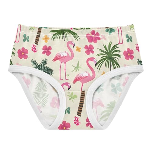 Wusikd Flamingo Palm Tree Girls' Underwear Cotton Hibiscus Girls Briefs Soft Toddler Underwear 2T