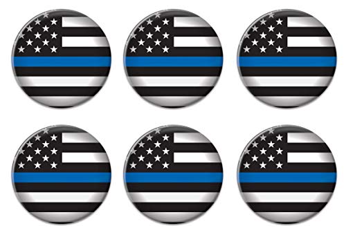 Beistle Patriotic Law Enforcement Metal Buttons 6 Piece USA Fourth of July Decorations Costume Accessories, 2", Black/Blue/White