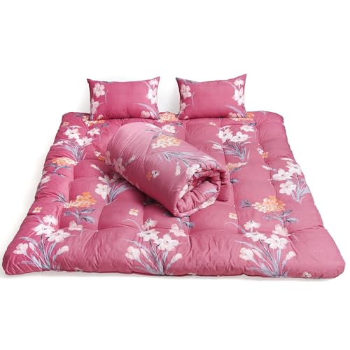Image of NEXTGO Foldable Cotton Bad Mattress for Sleeping Travel Friendly Medium Queen Size (5 x 6.5 feet Queen Bed) Pink
