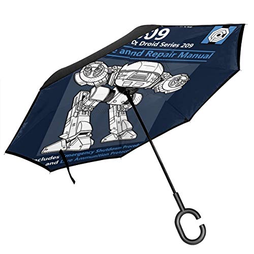 Preisvergleich Produktbild Robocop ED209 Service- und Reparatur-Handbuch, doppelschichtig, umgekehrter Regenschirm für das Auto, umgekehrt, zusammenklappbar, C-förmige Hände, leicht und Winddicht