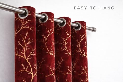 Image of Velvet 6 Feet Blackout Curtain Panels, 70% Light-Blocking Heavy Thermal Insulated Drapes Set of 1 (182 * 121cm, Maroon)