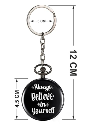 Image of Vintage Gandhi Style Pocket Watch with Engraved Designs & Messages Royal Black Analog for Men Women & Kids Includes Key Ring for car or Bike Keys Ideal Gift