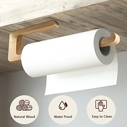 SAUNNIHEN Wooden Kitchen Roll Holder Under Cabinet, Self Adhesive Paper Towel Holder, Wall Mounted Kitchen Roll Holder, Under Cupboard Paper Towel Holder, Self Adhesive or Drillable - Image 2