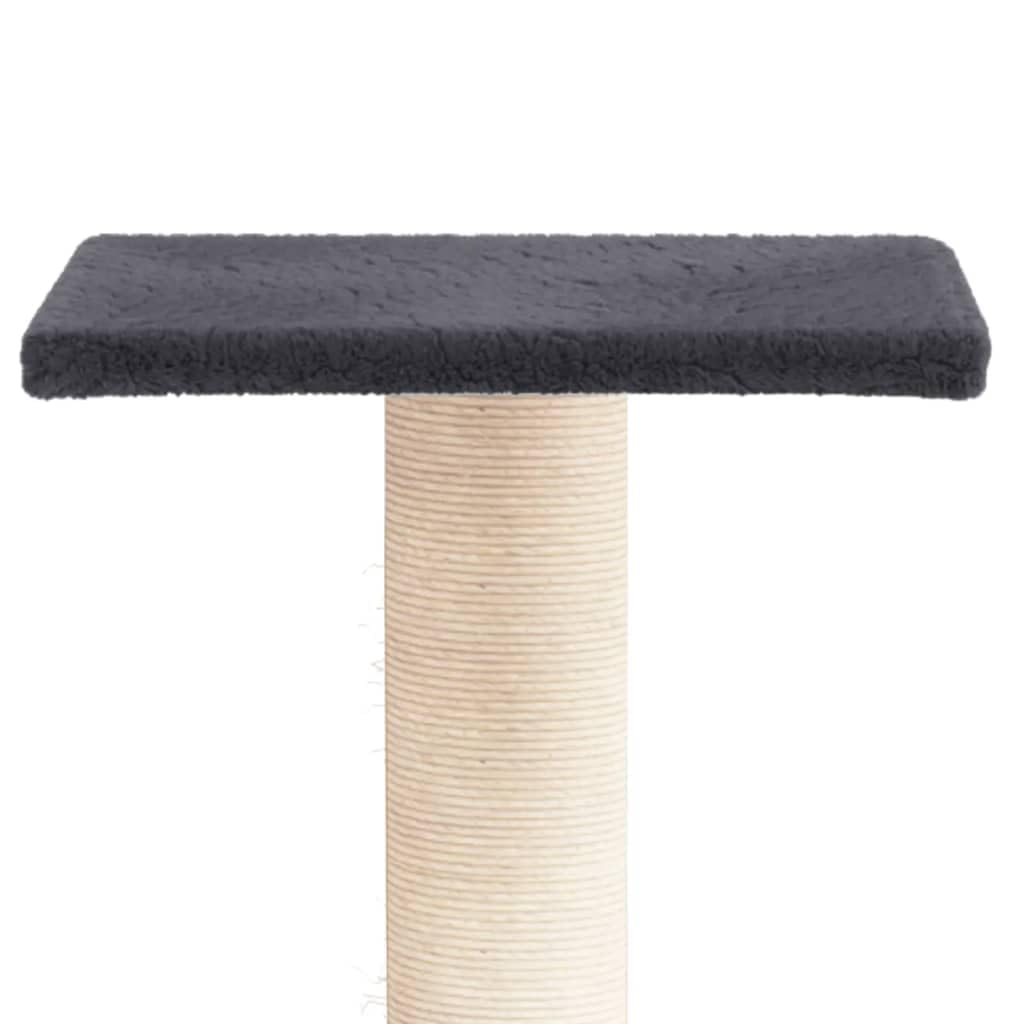 Arbre à Chat Gris foncé avec Plate-Forme 38 cm, Poteau en sisal Naturel, Meuble griffoir pour Grimper, Jouer, Dormir et se Reposer, Maison pour Chat intérieur Salon