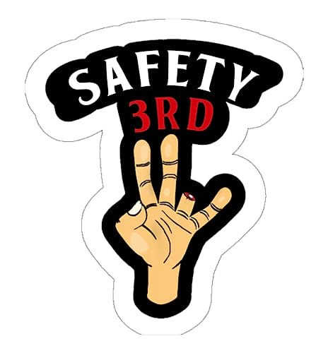 Safety 3rd Hard Hat and Toolbox Helmet Sticker for Men & Women - Funny Gag Gift for Work - Blue Collar & Co-Worker Theme (2 Inch)