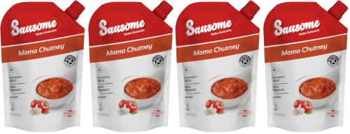 Image of Fazlani Sausome Momo Chutney | Vegan, Flavorful & Gluten-Free & Trans Fat-Free | Perfect for Dipping Steamed or Fried Momos, Great for Snacks, Appetizers | 300gm | Pack of 4