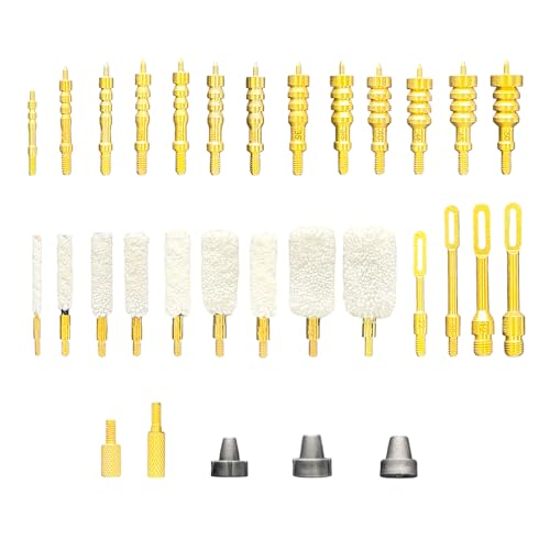 31PCS Universal Gun Cleaning Kit Professional Multi-Caliber Tools Gold Brass Rods Wire Rope Complete...