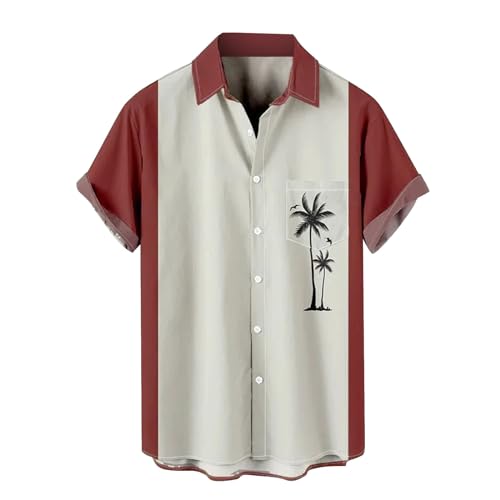Camisas hawaianas con estampado de coco tropical para hombre, súper suave, transpirable, con botones, bolsillo en el pecho, camisa divertida de vacaciones de verano y fitness, para entrenamiento