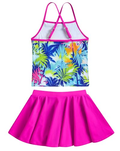 Image of Girls Tankini Swimsuit Mermaid Bathing Suits Criss-Cross Strap Adjustable Summer Beach Two Piece Swimwear Size 4-12