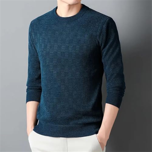 Men's Round Neck Sweater Solid Loose Knitted Long Sleeved Top4
