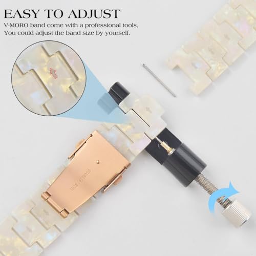 Resin Band Compatible with Fitbit Versa 4/Versa 3 Bands For Women Lightweight Bracelet Wristband Replacement For Fitbit Sense 2/Sense (Colorful Ivory White/Rose Gold) by TUV PLNT - Image 4
