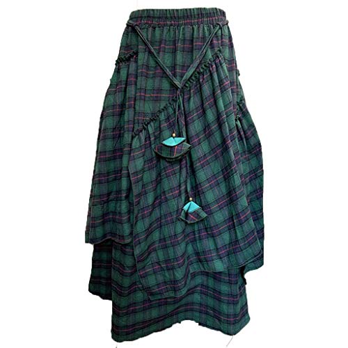 Jupe maxi pour femme style écossais fluide taille élastique - 4