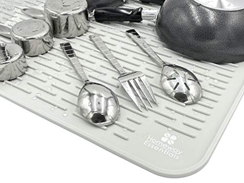 Silicone Dish Drying Mat - 23 x 18 - Extra Large Dish Drying Mat, Counter top Mat, Dish Draining Mat, Sink Mat, Large Silicone Trivet (XXL, LIGHT GREY) - Thumbnail 4