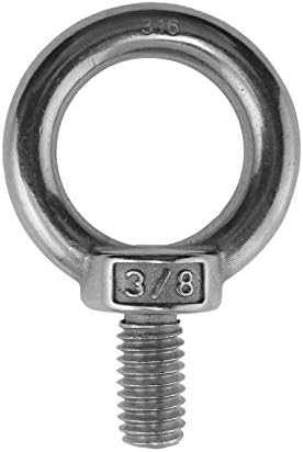 US STAINLESS Stainless Steel 316 3/8" Lifting Eye Bolt 3/8" UNC Marine Grade Pitch of 16