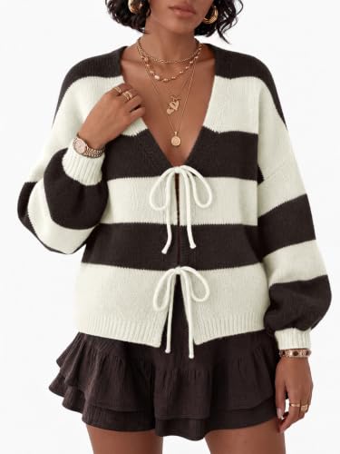 Womens Oversized Striped Cardigan - image 2