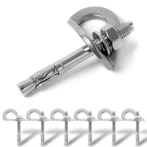 YERGOFE Rock Climbing Anchors, 6 Pcs, Stainless Steel Bolt Hanger 8mm