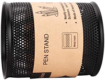 Tihoo Pencil Holder for Desk, Metal Office Desk Pen Pot, Simple Wire Mesh Pen Cup Organizer Stand, Modern Design, Black
