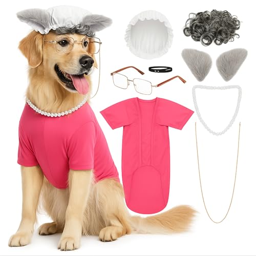 Disfraz Abuela Para Perro Mediano a Grande Halloween 7 piezas