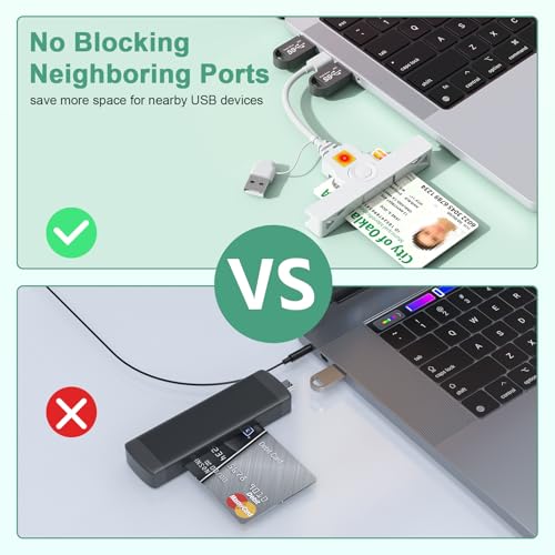 USB A+Type-C CAC Smart Card Reader,DOD Military Type-C Common Access Credit Card/ID/IC Bank/Health/Government ID/PIV CAC Chip Card with Windows, Mac OS for Android Phones, MacBook Pro-Mini & Fold - Thumbnail 6