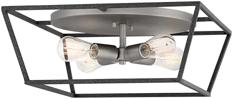 Hinkley Fulton Four Light Flush Mount Foyer, Aged Zinc