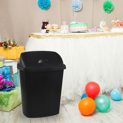 Caneca de basura rectangular negra con tapa basculante 7 galones x4 miniatura 6