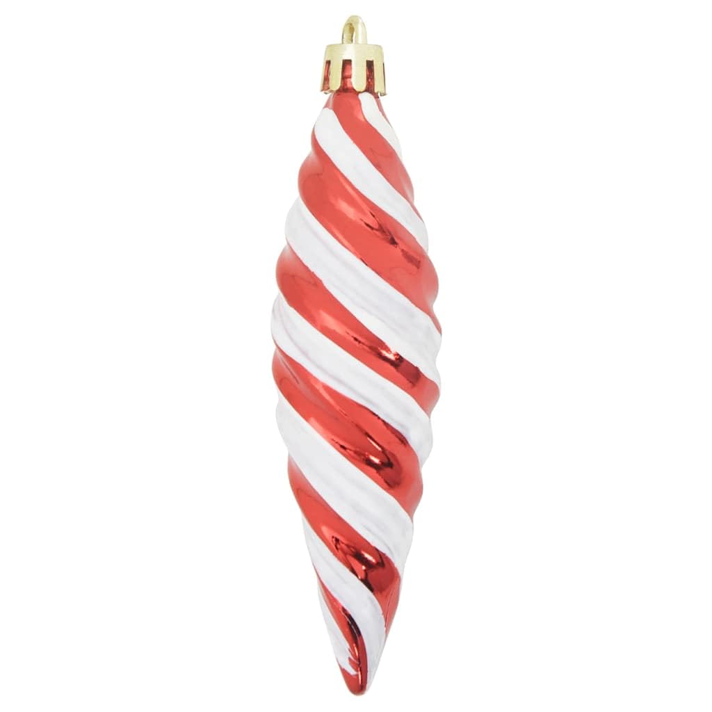 40 Stück Weihnachtliche Spiralform Kugel, Rot Kunststoff Christbaumschmuck Set, 3x11cm Modernes Weihnachtsbaum Deko Ornament, Bruchfeste Hängende Dekoration für Innen-